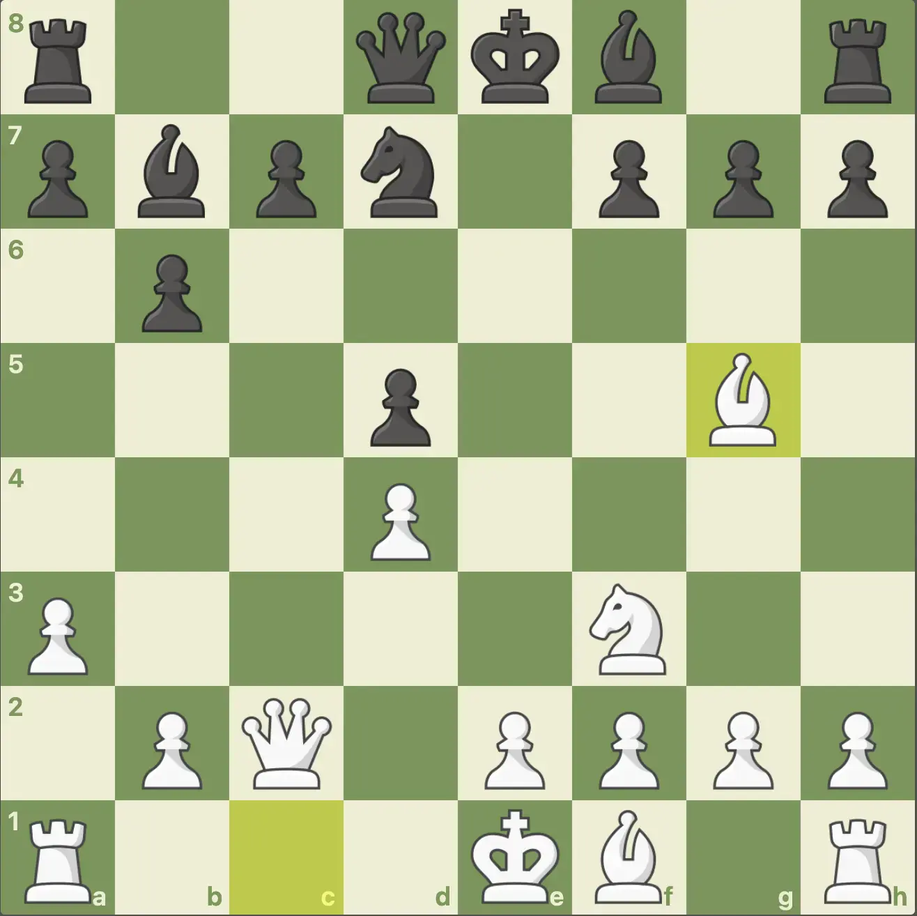A position in a game of chess